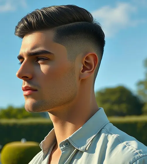 Mid Taper Fade with comb over style